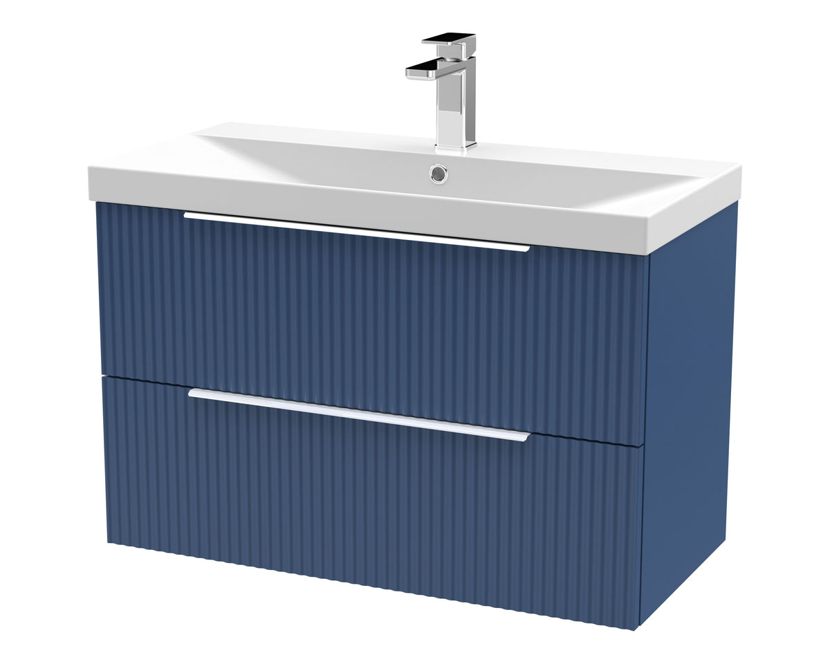 Hudson Reed Fluted 800mm 2 Drawer Wall Hung Vanity Unit With Thin Edge Basin