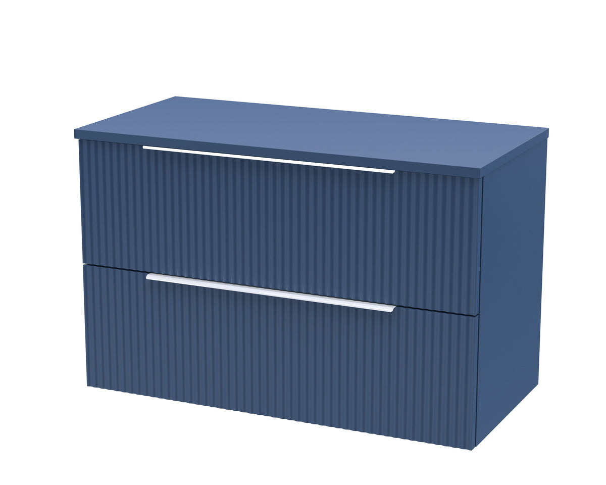 Hudson Reed Fluted 800mm 2 Drawer Wall Hung Vanity Unit With Co-ordinating Worktop