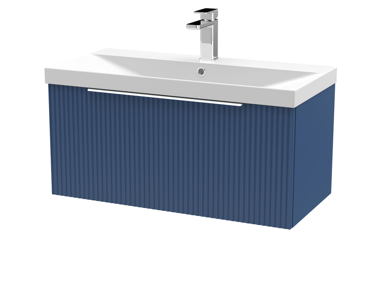 Hudson Reed Fluted 800mm 1 Drawer Wall Hung Vanity Unit With Thin Edge Basin
