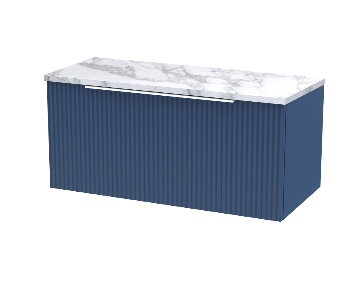 Hudson Reed Fluted 800mm 1 Drawer Wall Hung Vanity Unit With Carrara Laminate Worktop