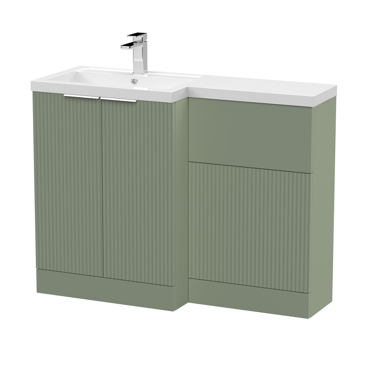 Hudson Reed Fluted 1100mm x 390mm Left Hand Combination Unit With Polymarble Basin