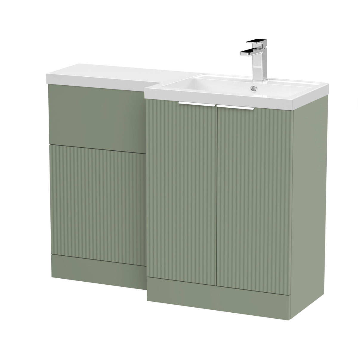 Hudson Reed Fluted 1100mm x 390mm Right Hand Combination Unit With Polymarble Basin