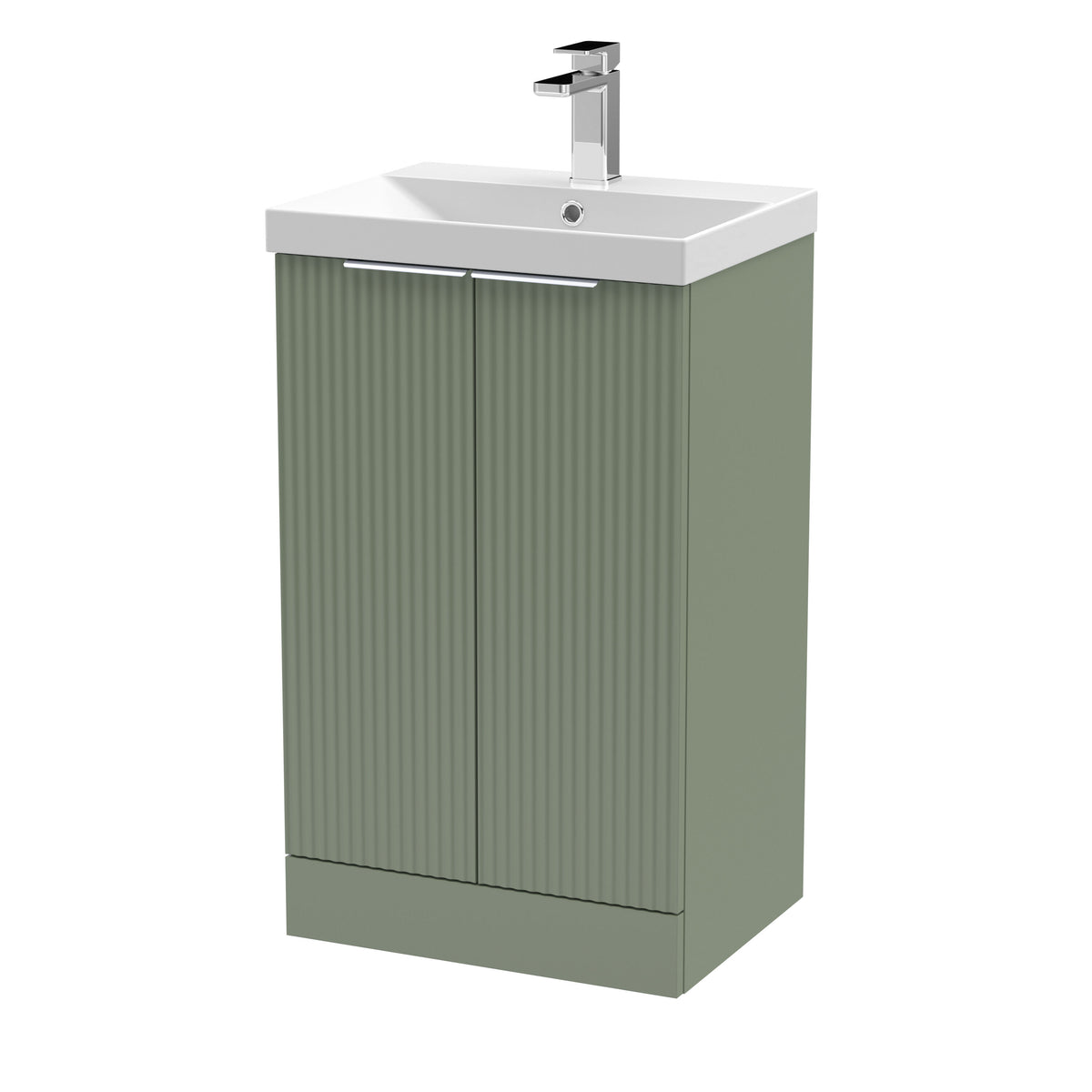 Hudson Reed Fluted 500mm 2 Door Floor Standing Vanity Unit With Thin Edge Basin