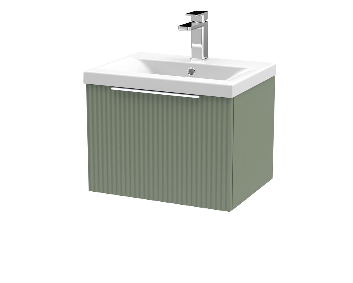 Hudson Reed Fluted 500mm 1 Drawer Wall Hung Vanity Unit With Mid-Edge Basin