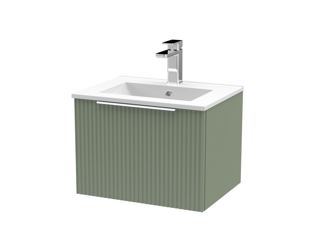 Hudson Reed Fluted 500mm 1 Drawer Wall Hung Vanity Unit With Minimalist Basin