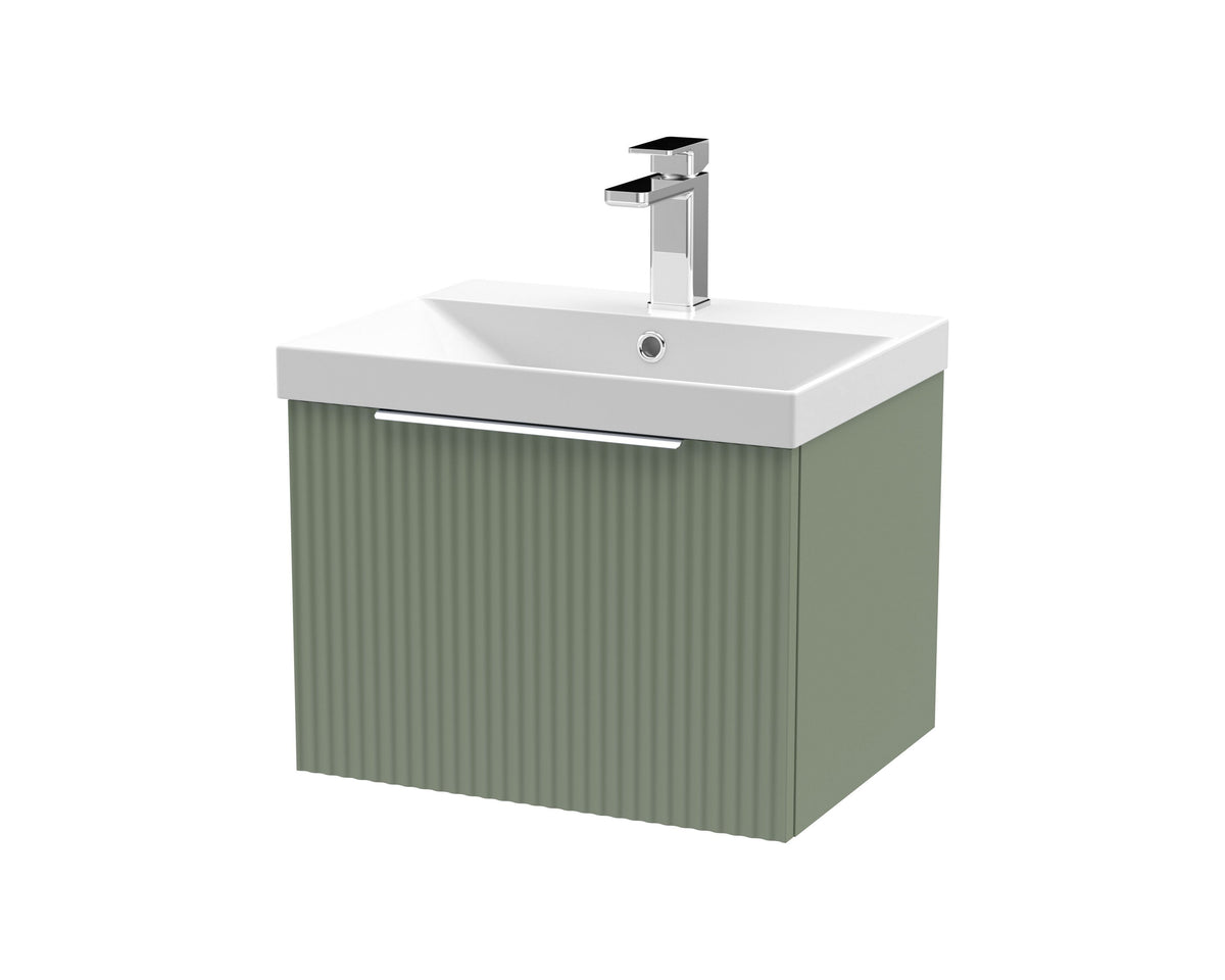 Hudson Reed Fluted 500mm 1 Drawer Wall Hung Vanity Unit With Thin Edge Basin