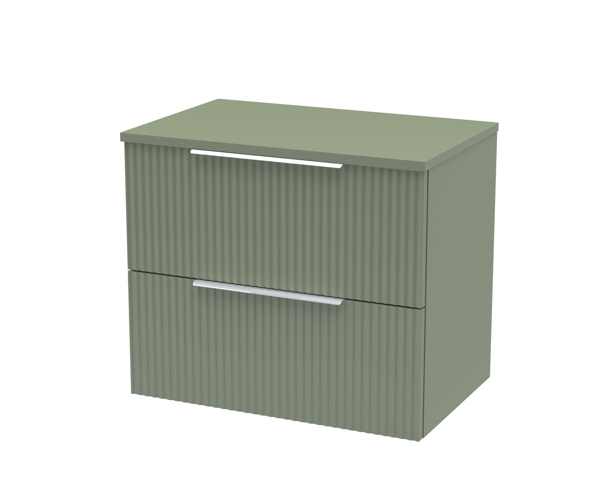Hudson Reed Fluted 600mm 2 Drawer Wall Hung Vanity Unit With Co-ordinating Worktop
