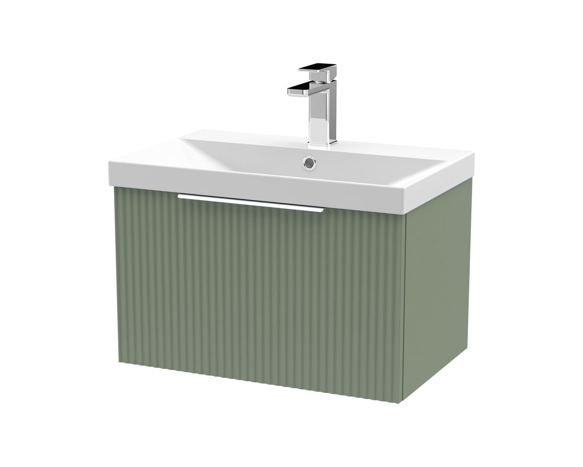Hudson Reed Fluted 600mm 1 Drawer Wall Hung Vanity Unit With Thin Edge Basin