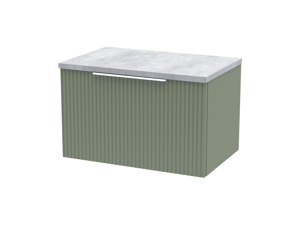 Hudson Reed Fluted 600mm 1 Drawer Wall Hung Vanity With Bellato Grey Worktop
