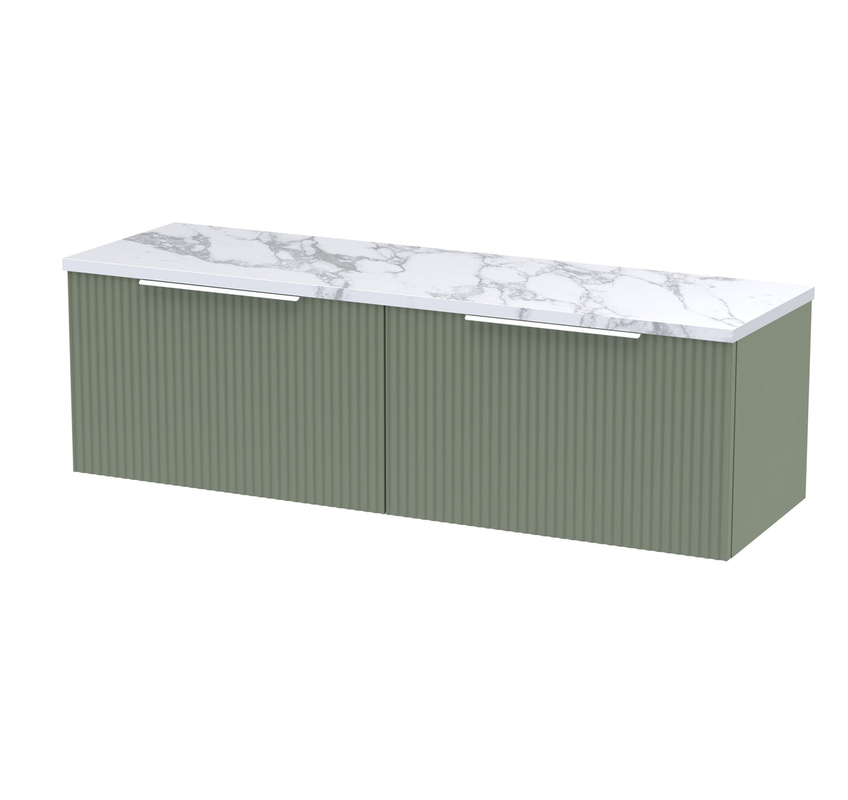 Hudson Reed Fluted 1200mm 2 Drawer Wall Hung Vanity With Carrara Laminate Worktop