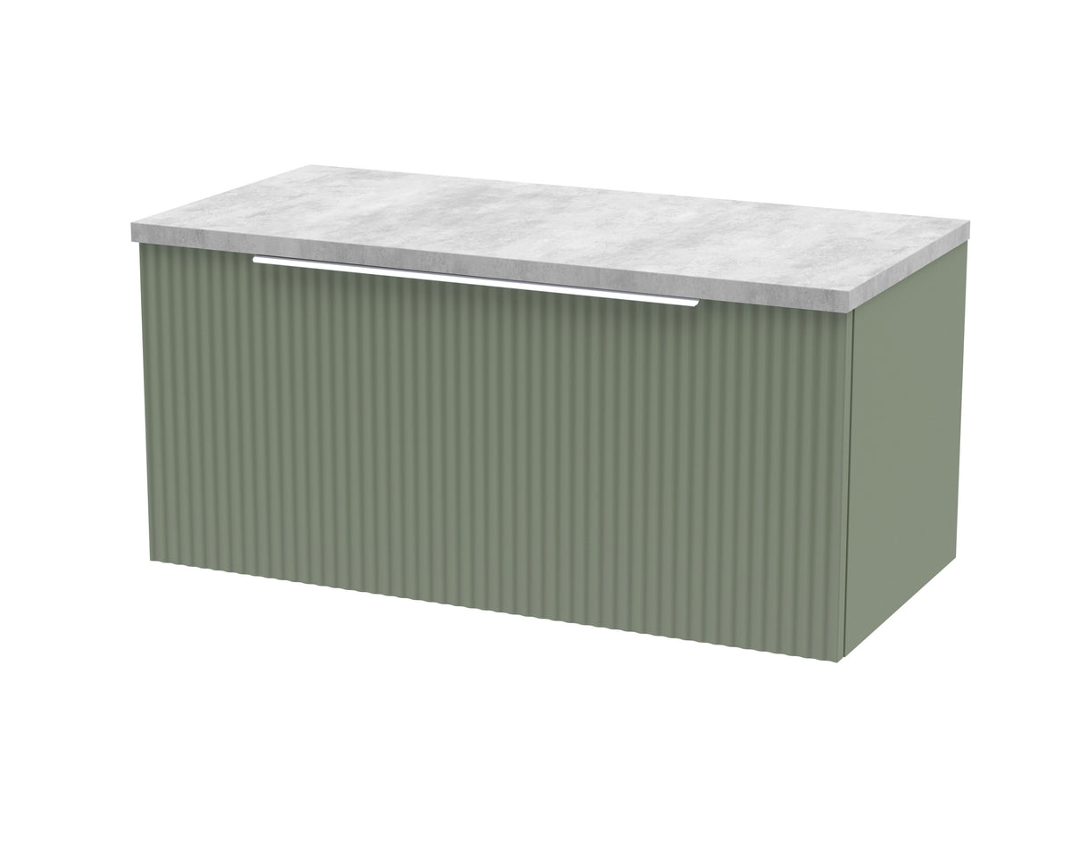 Hudson Reed Fluted 800mm 1 Drawer Wall Hung Vanity Unit With Bellato Grey Worktop