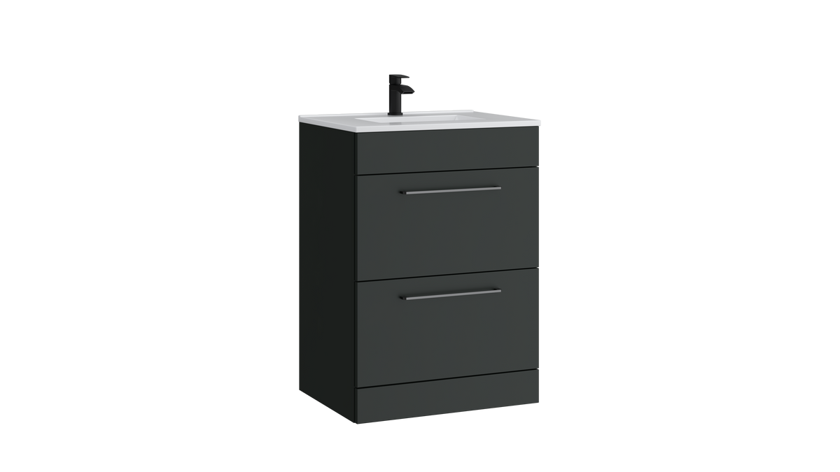 Dove 600mm 2 Drawer Floor Standing Unit Matt Anthracite - DOV600FSDR-MA