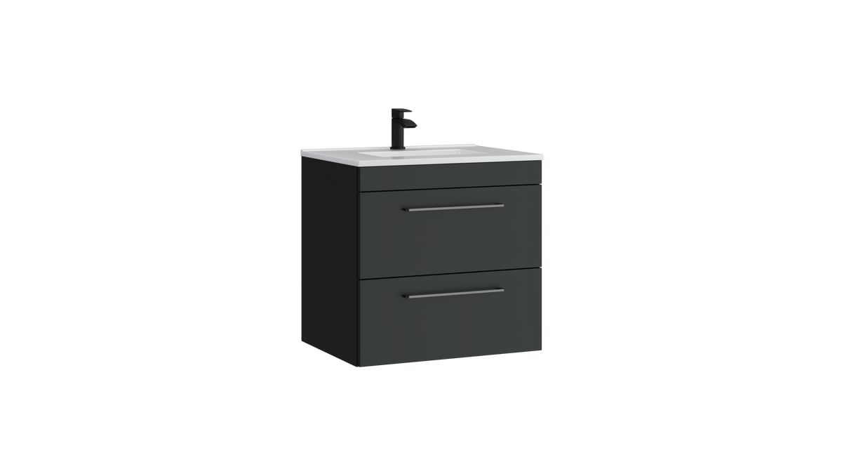 Dove 600mm 2 Drawer Wall Mounted Unit Matt Anthracite - DOV600WMDR-MA