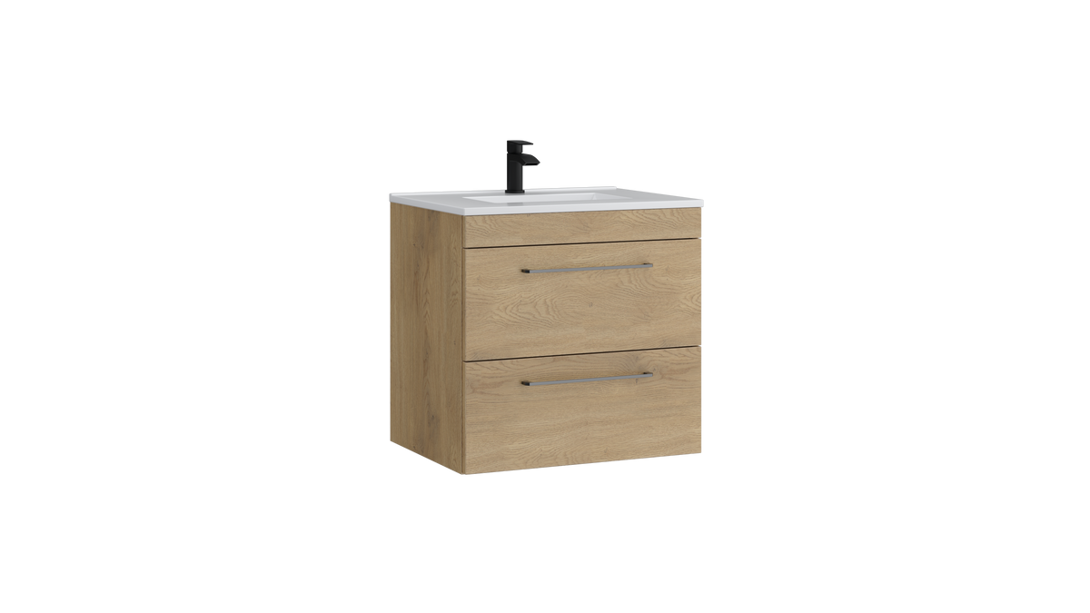 Dove 600mm 2 Drawer Wall Mounted Unit Torro Oak - DOV600WMDR-TO