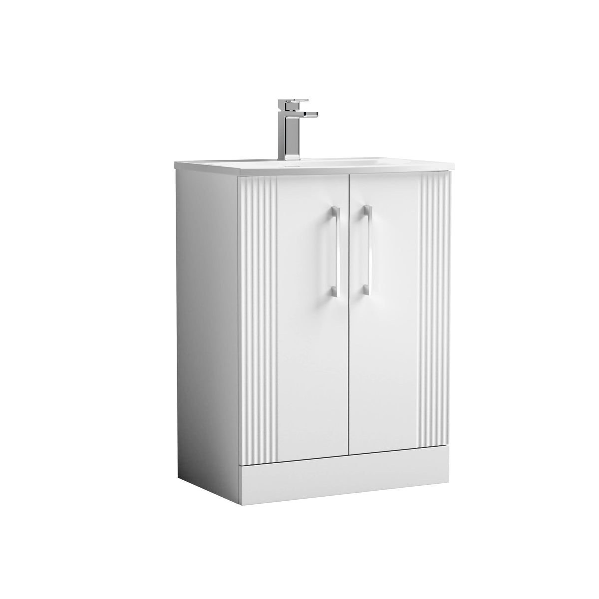 Nuie Deco 600mm 2 Door Floor Standing Vanity Unit With Curved Basin