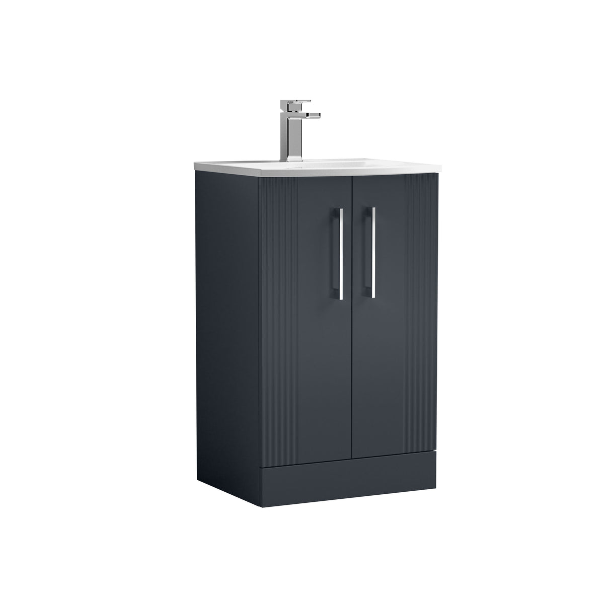 Nuie Deco 500mm 2 Door Floor Standing Vanity Unit With Curved Basin