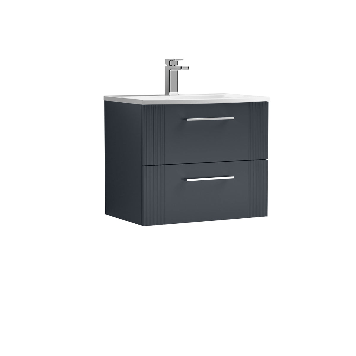 Nuie Deco 600mm 2 Drawer Wall Hung Vanity Unit With Curved Basin