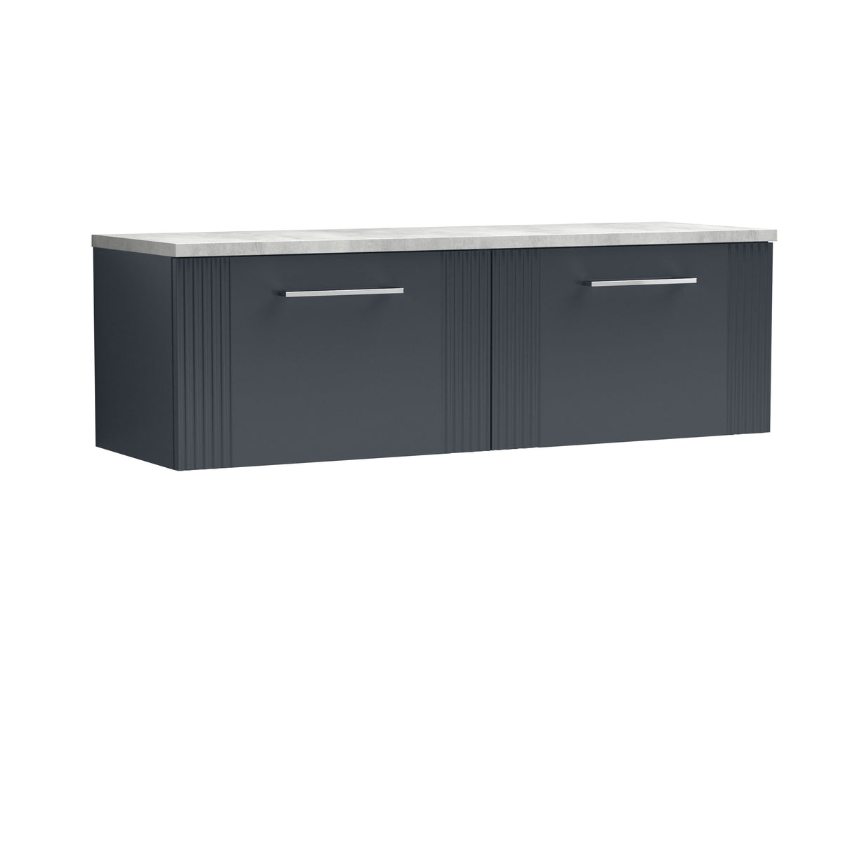Nuie 1200mm Part Fluted 2 Drawer Wall Hung Vanity Unit With Bellato Grey Worktop