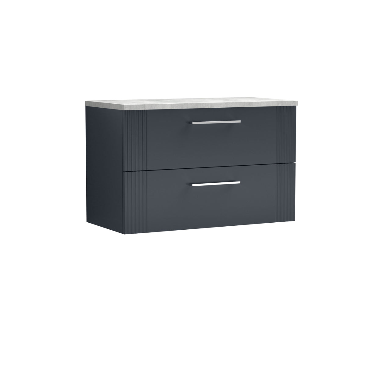 Nuie 800mm 2 Drawer Wall Hung Vanity With Bellato Grey Worktop