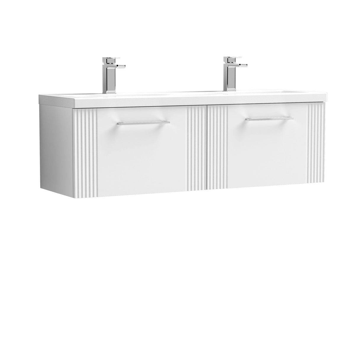 Nuie Deco 1200mm 2 Drawer Wall Hung Vanity Unit With 2 Tap Hole Ceramic Basin