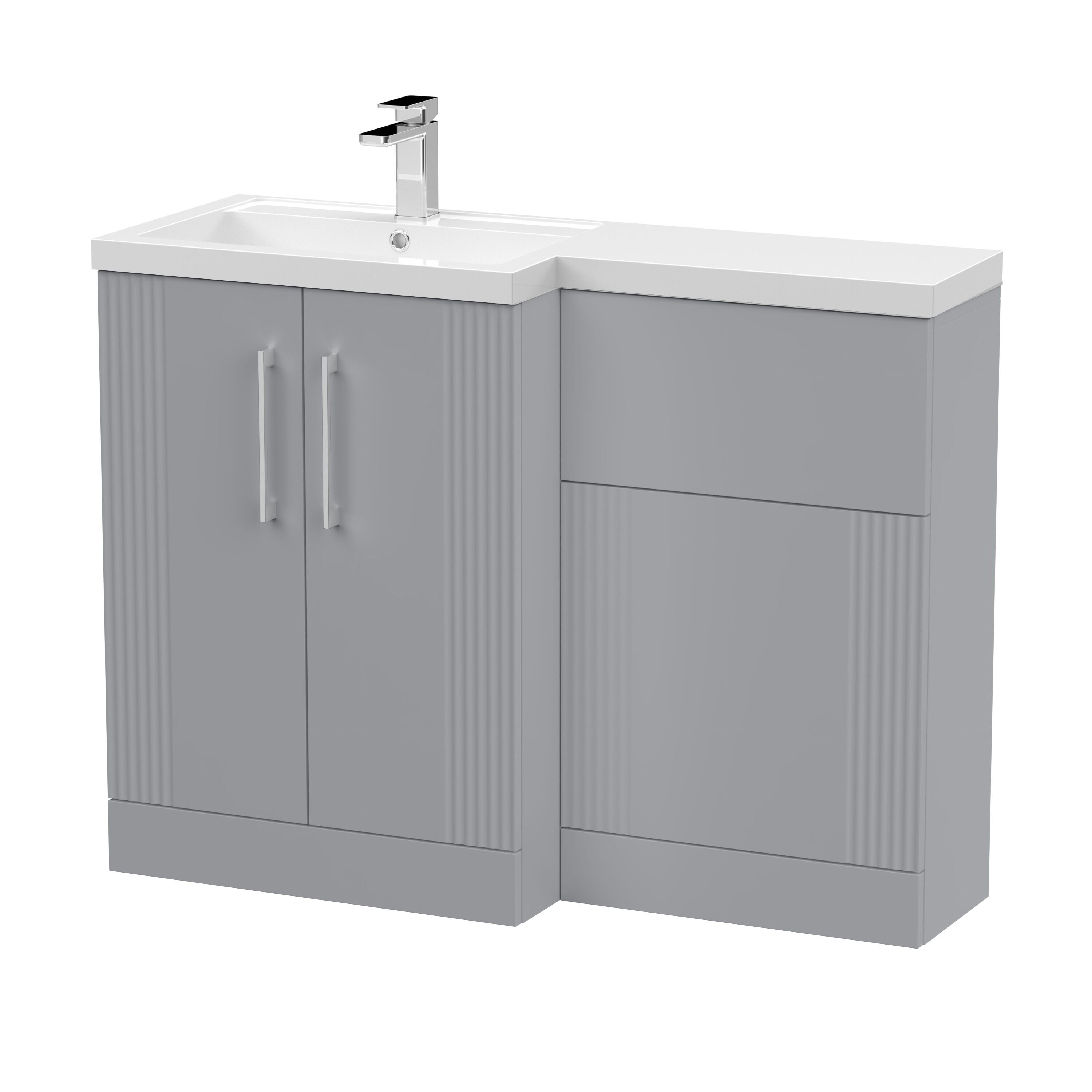 nuie Deco Satin Grey 1100mm x 390mm Left Hand Combination Unit With Polymarble Basin