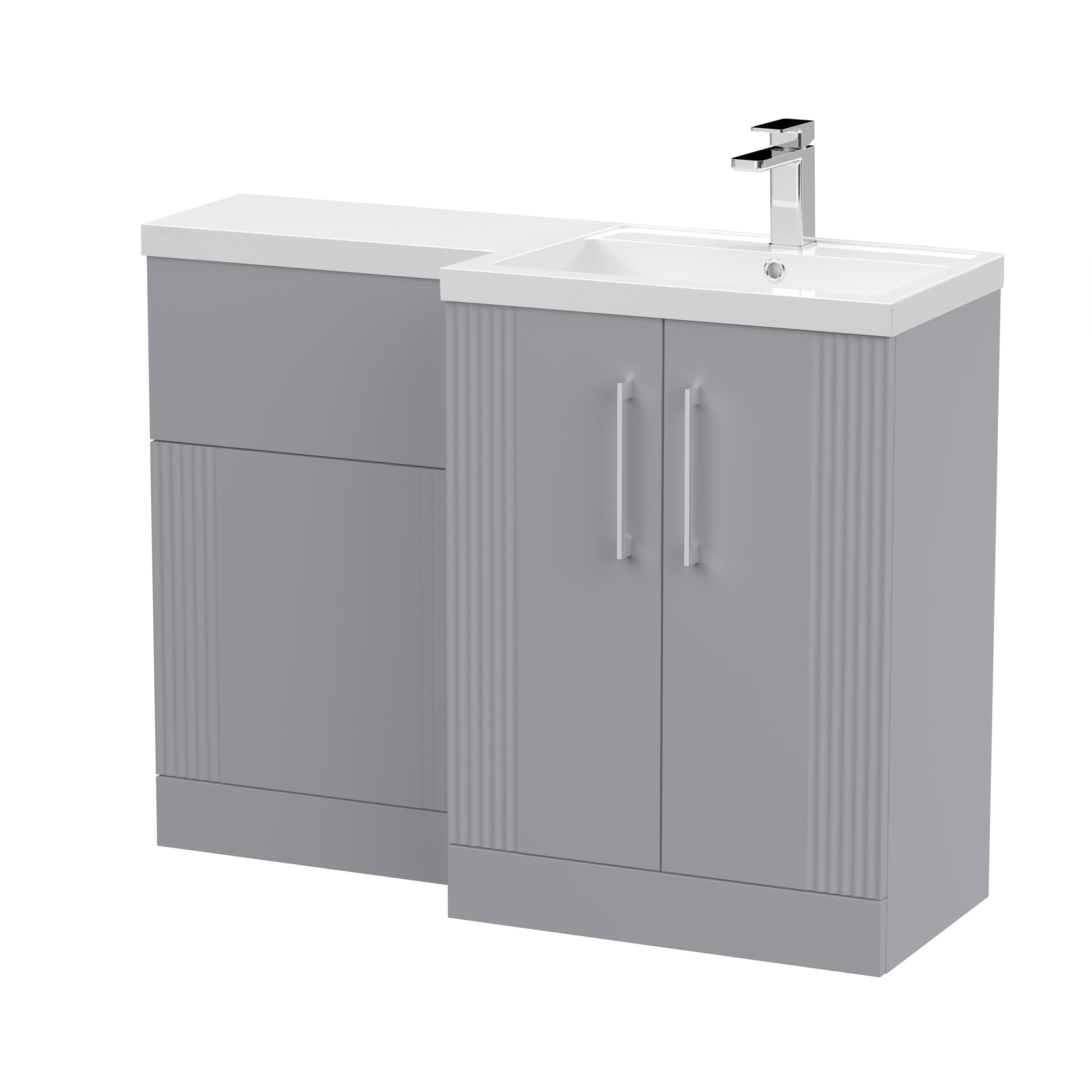 nuie Deco Satin Grey 1100mm x 390mm Right Hand Combination Unit With Polymarble Basin