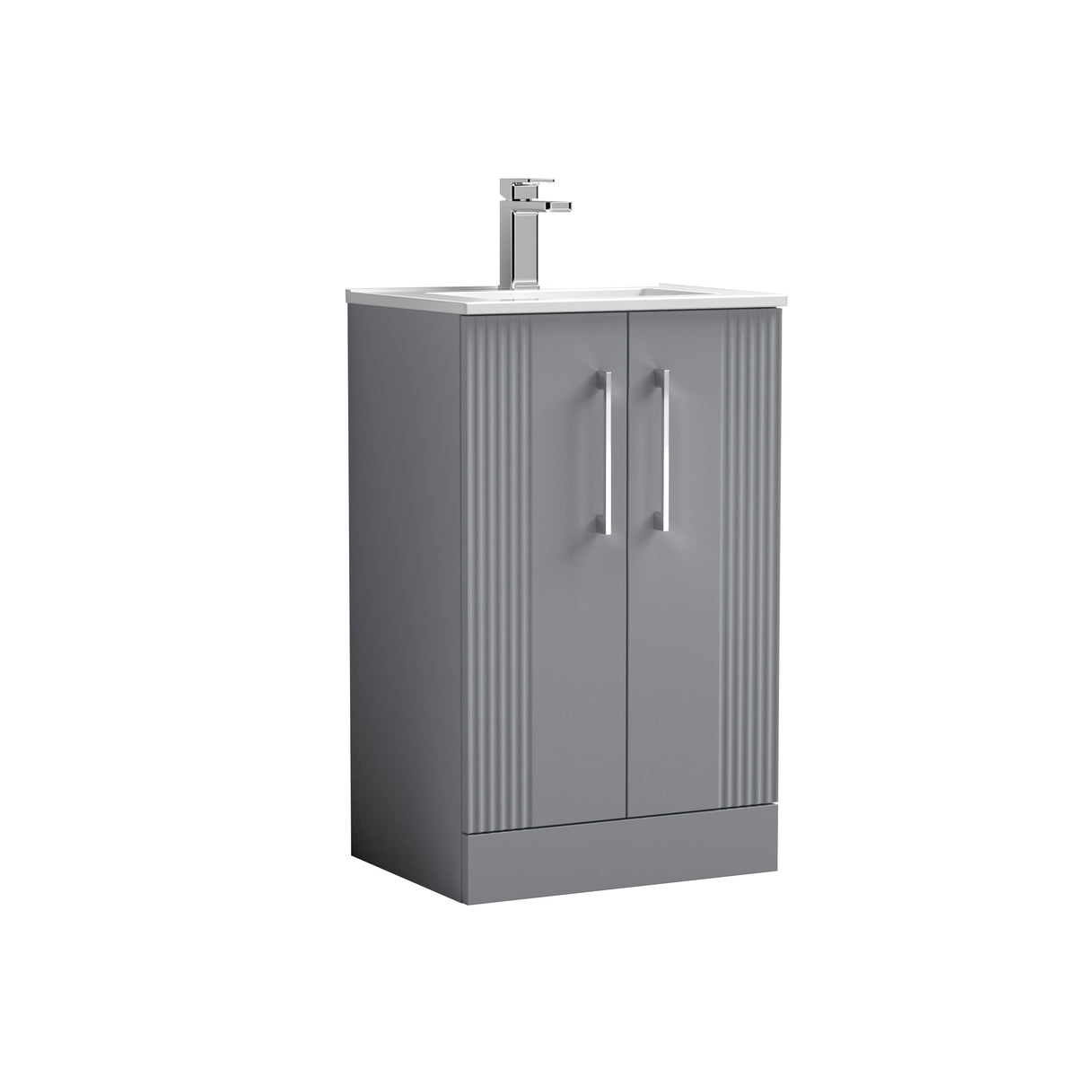 Nuie Deco 500mm 2 Door Floor Standing Vanity Unit With Minimalist Basin