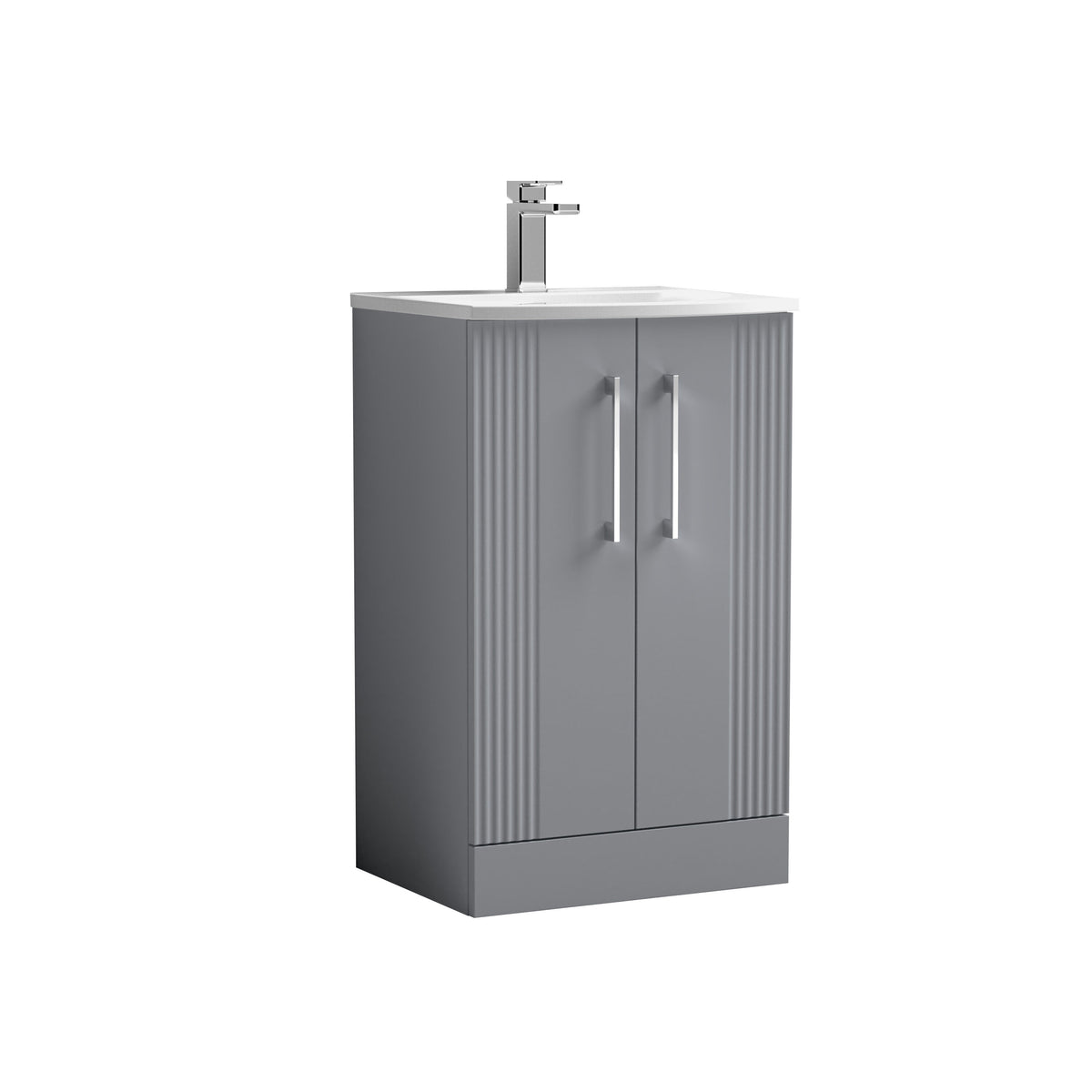 Nuie Deco 500mm 2 Door Floor Standing Vanity Unit With Curved Basin