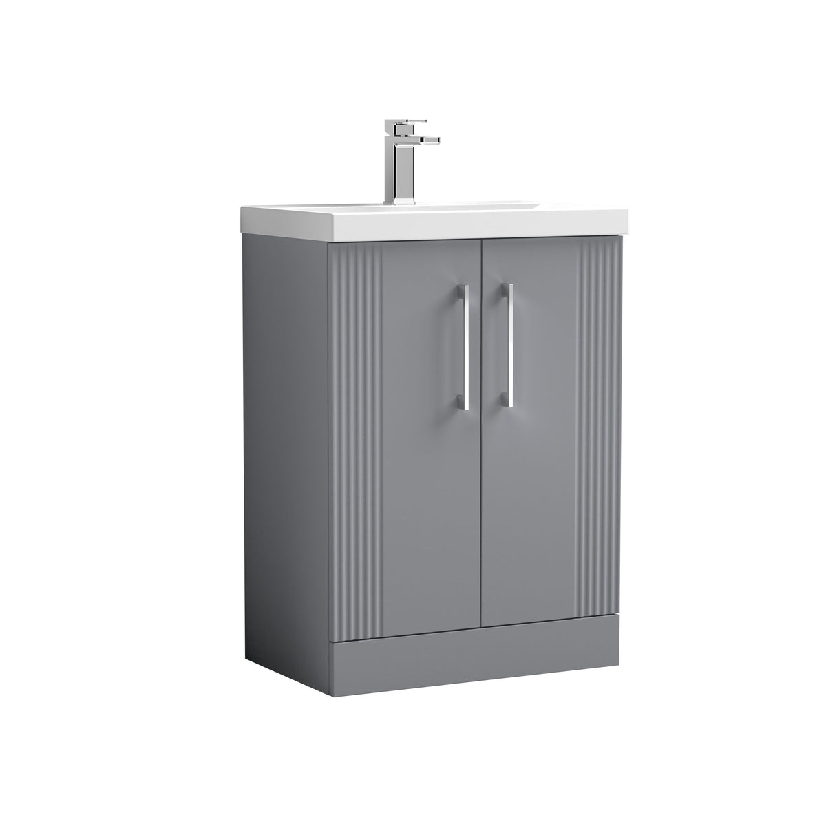 Nuie Deco 600mm 2 Door Floor Standing Vanity Unit With Mid-Edge Basin