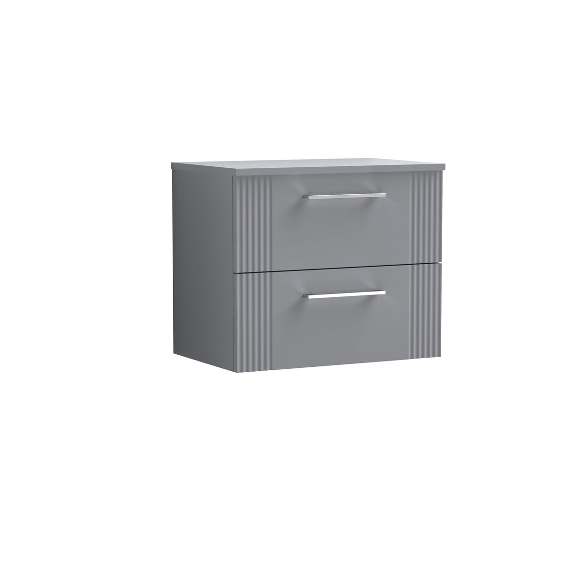 Nuie 600mm Part Fluted 2 Drawer Wall Hung Vanity With Co-ordinating Worktop