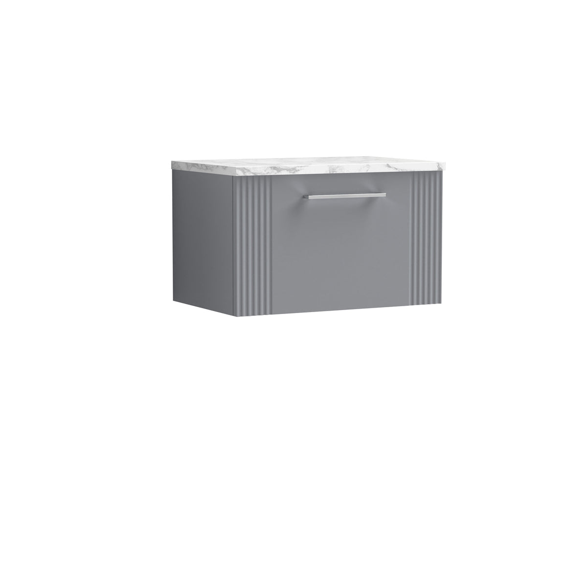 Nuie 600mm 1 Drawer Wall Hung Vanity With Carrara Laminate Worktop