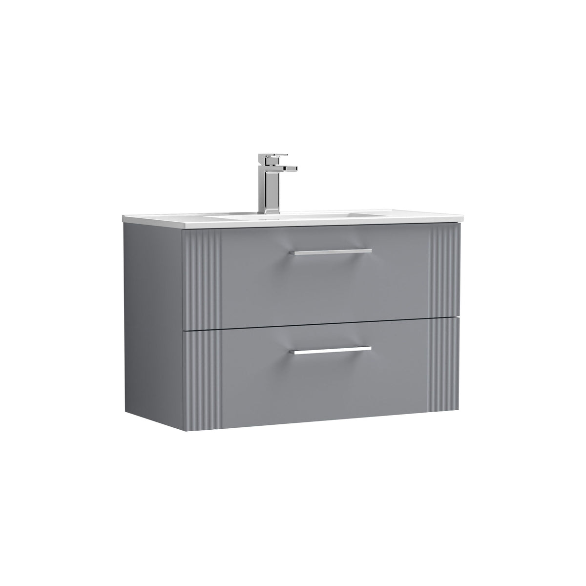 Nuie Deco 800mm 2 Drawer Wall Hung Vanity Unit With Minimalist Basin