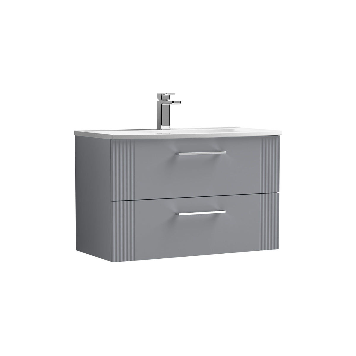 Nuie Deco 800mm 2 Drawer Wall Hung Vanity Unit With Curved Basin