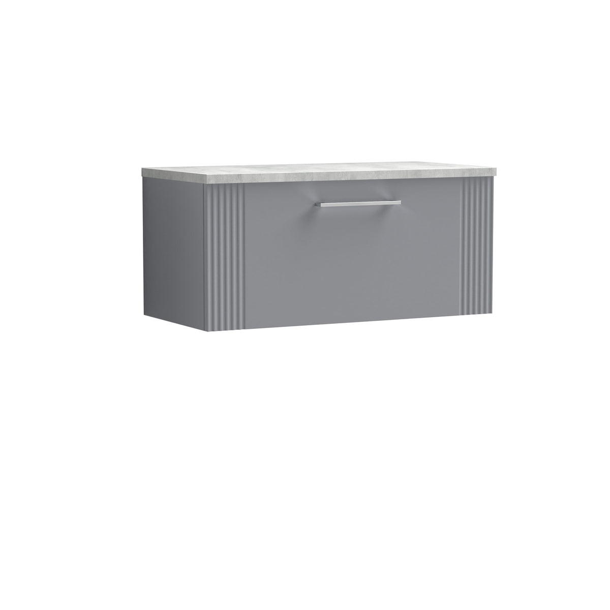 Nuie Deco 800mm 1 Drawer Wall Hung Vanity With Bellato Grey Worktop