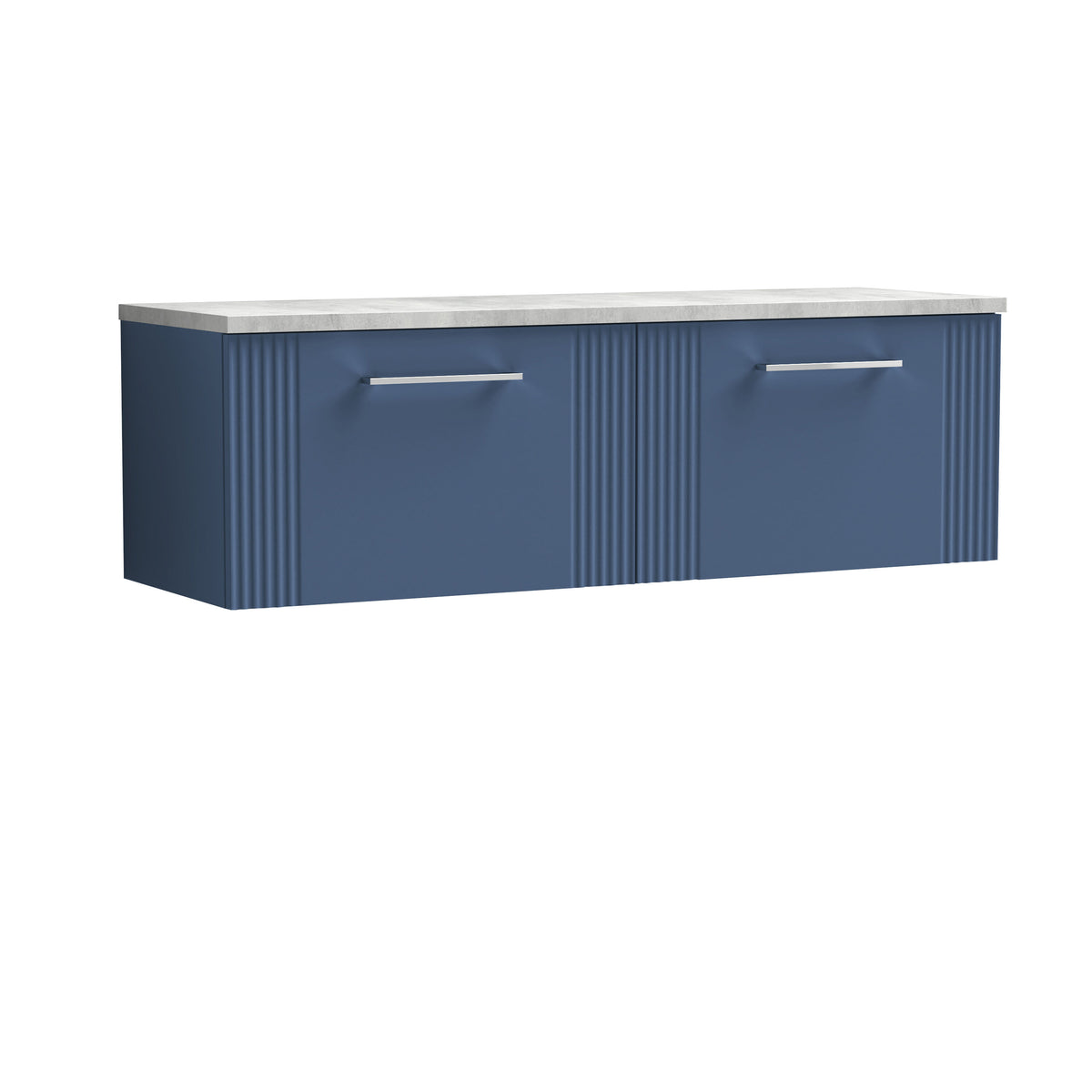 Nuie 1200mm Part Fluted 2 Drawer Wall Hung Vanity Unit With Bellato Grey Worktop