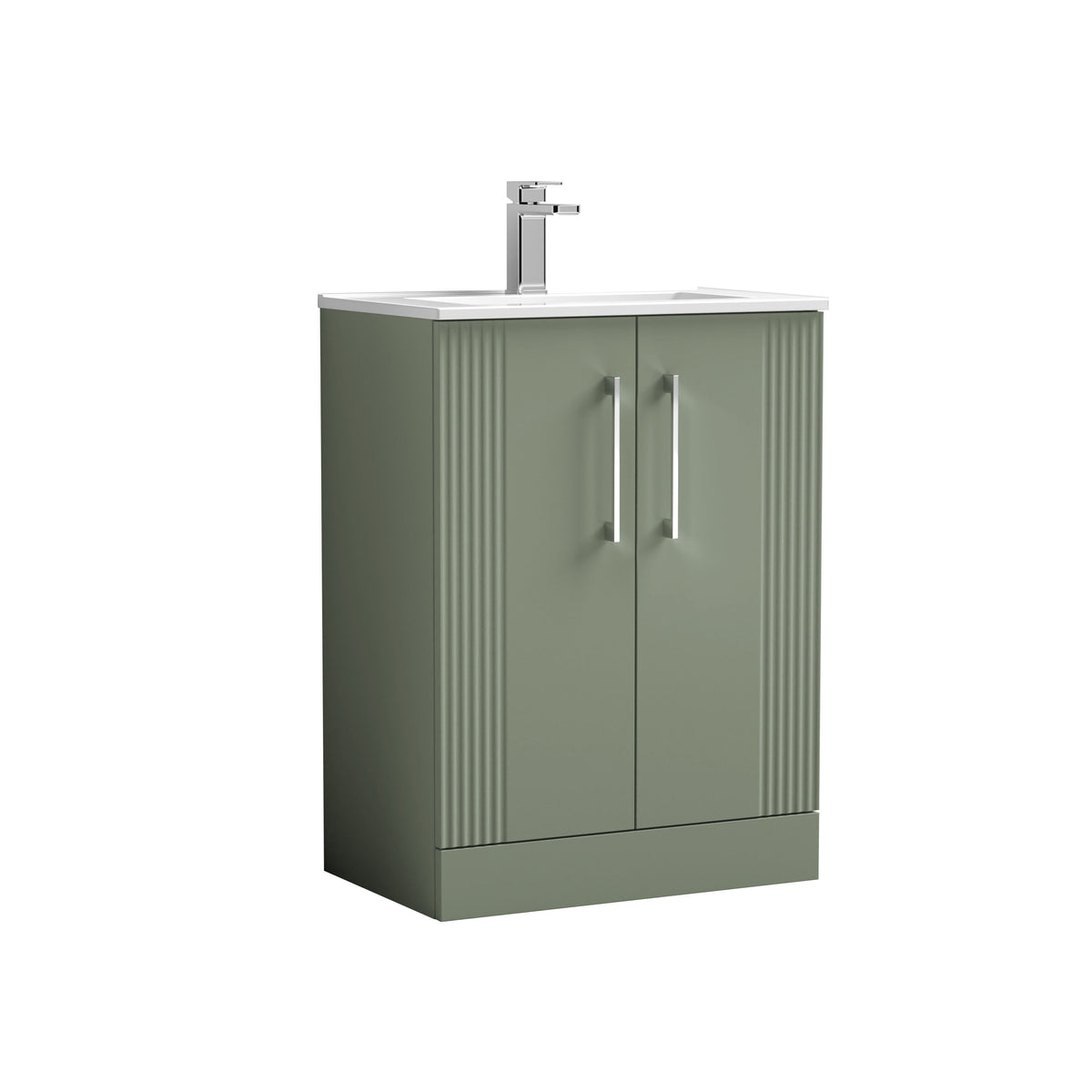 Nuie Deco 600mm 2 Door Floor Standing Vanity Unit With Minimalist Basin