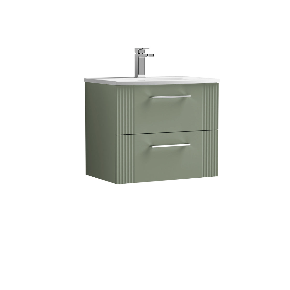 Nuie Deco 600mm 2 Drawer Wall Hung Vanity Unit With Curved Basin