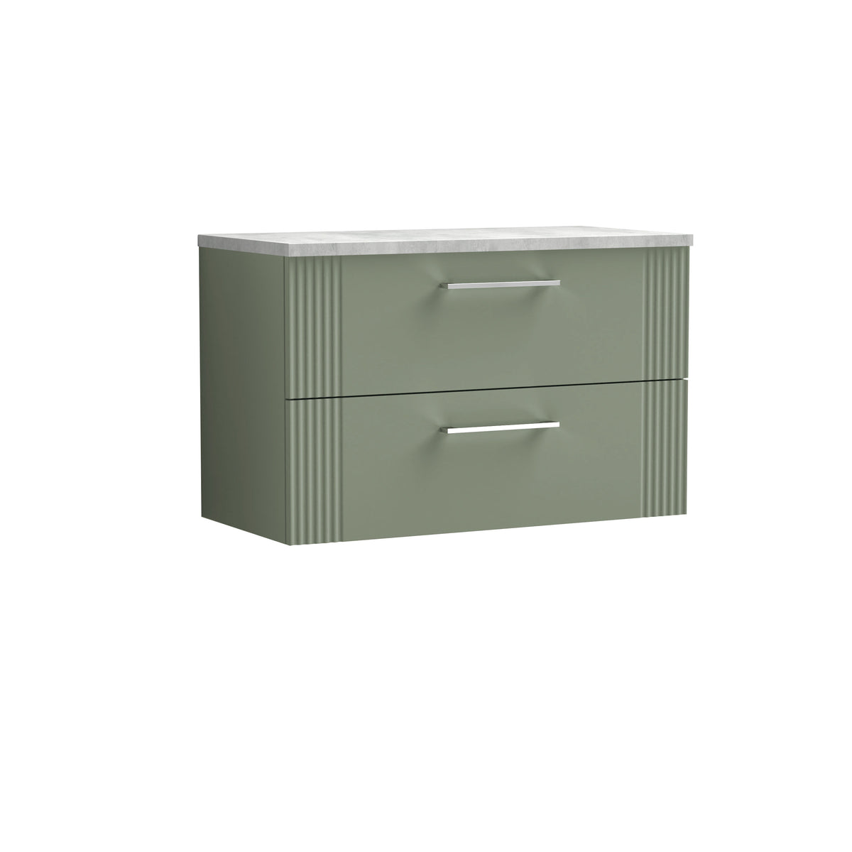 Nuie 800mm Art Deco 2 Drawer Wall Hung Vanity With Bellato Grey Worktop