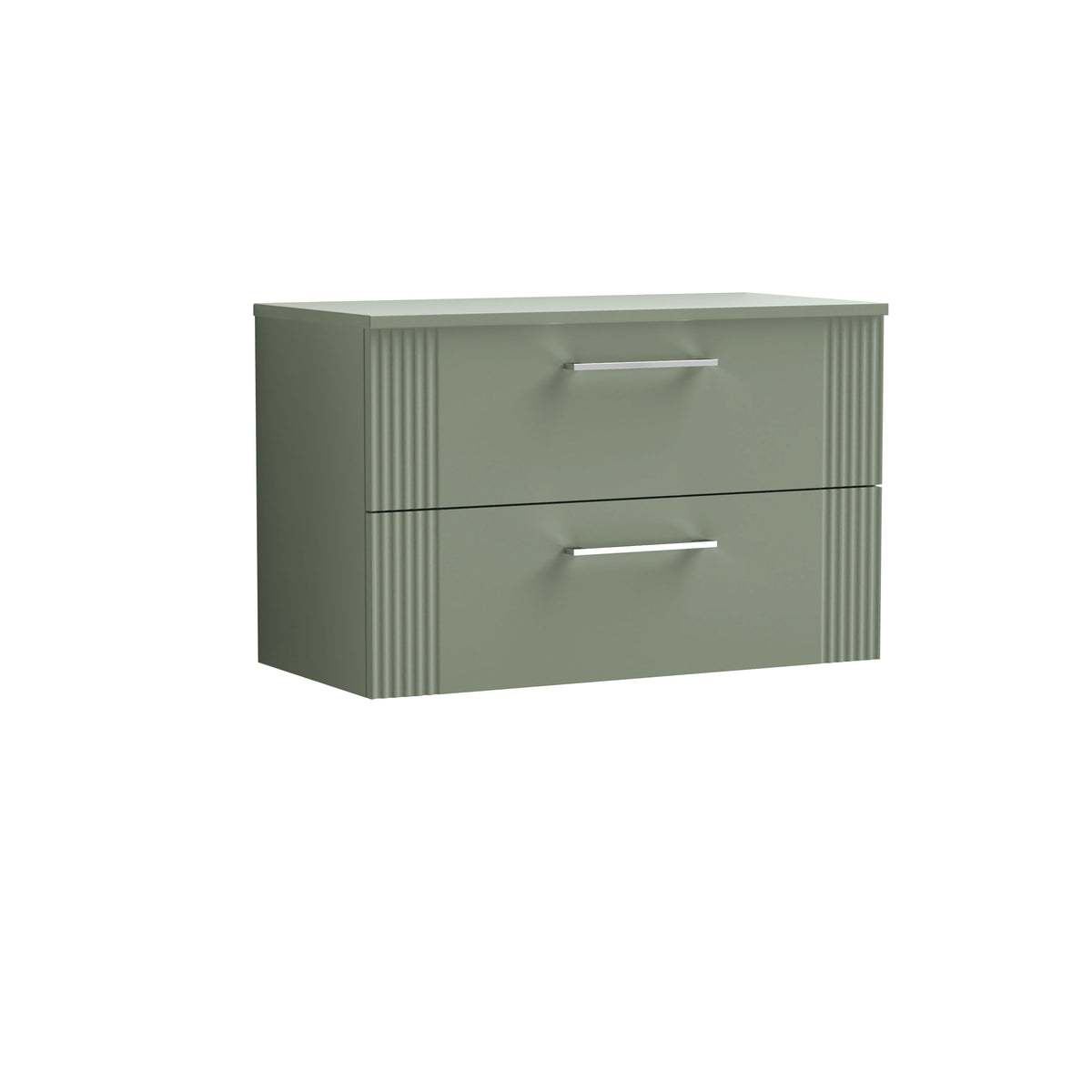 Nuie 800mm Art Deco 2 Drawer Wall Hung Vanity Unit & Worktop With Co-ordinating Worktop