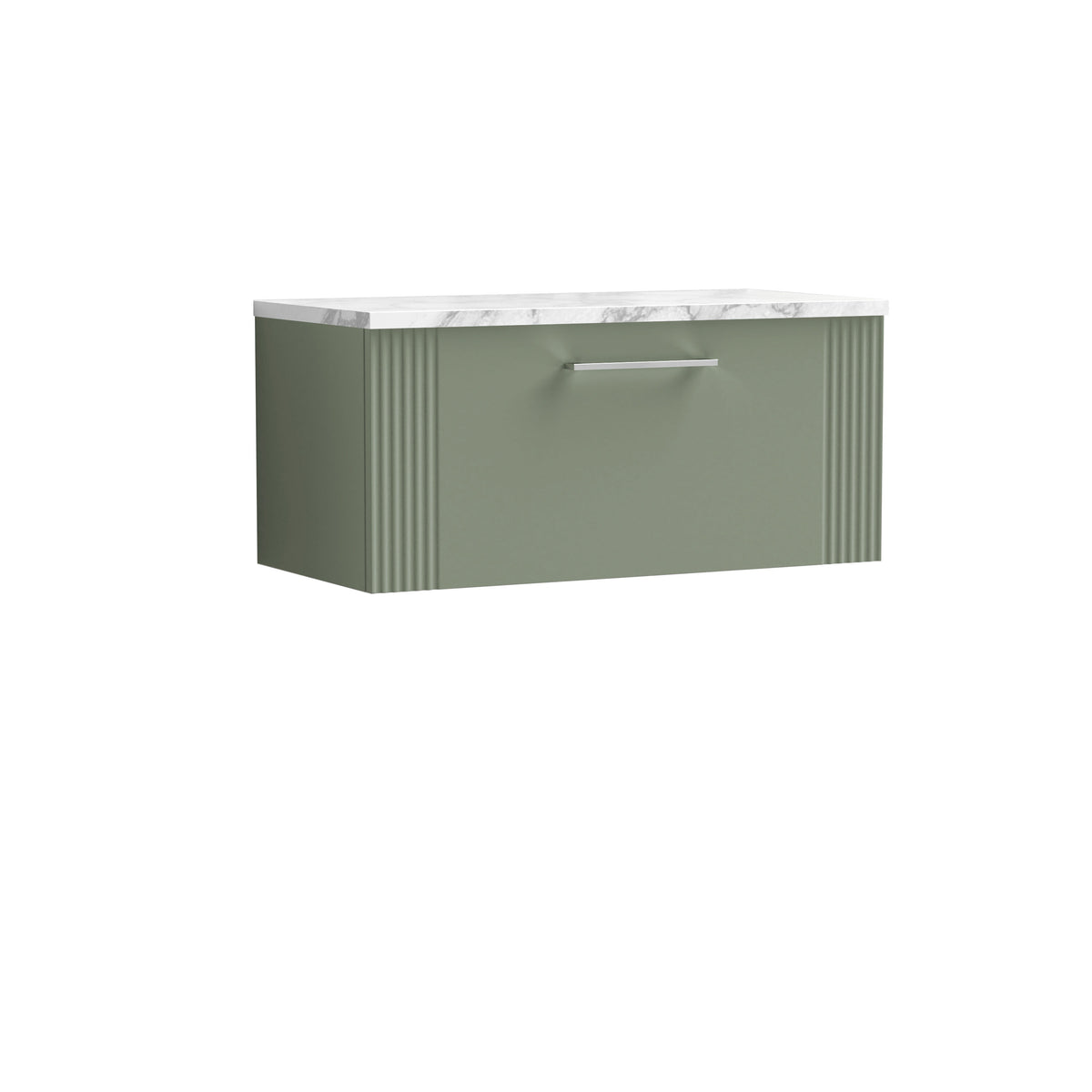 Nuie 800mm 1 Drawer Wall Hung Vanity Unit With Carrara Laminate Worktop