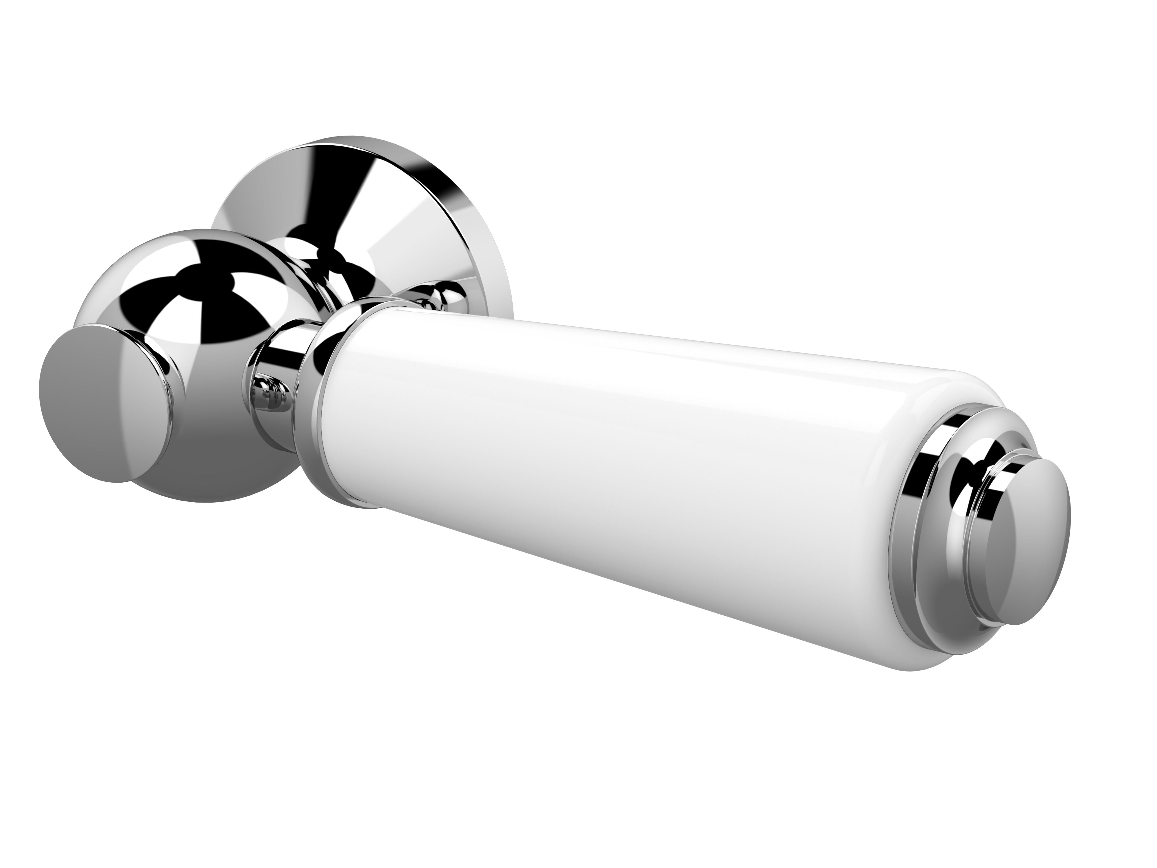 White & Chrome Ceramic WC Lever