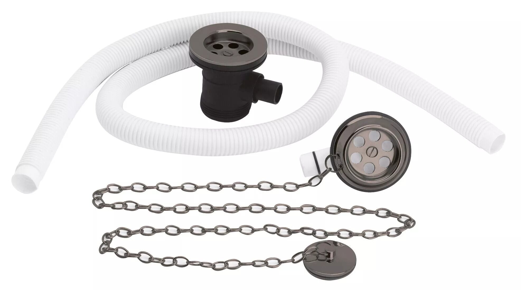 nuie Brushed Pewter Extended Retainer Bath Waste With Overflow