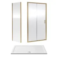 Rene Sliding Shower Door, Side Panel & Tray Pack Chrome