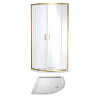 nuie Rene 800mm Chrome Quadrant Shower Enclosure With White Tray  Brushed Brass