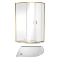 Rene Offset Quadrant Shower Enclosure & Tray Pack Brushed Brass