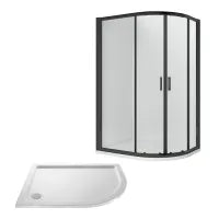 Rene Offset Quadrant Shower Enclosure & Tray Pack Matt Black