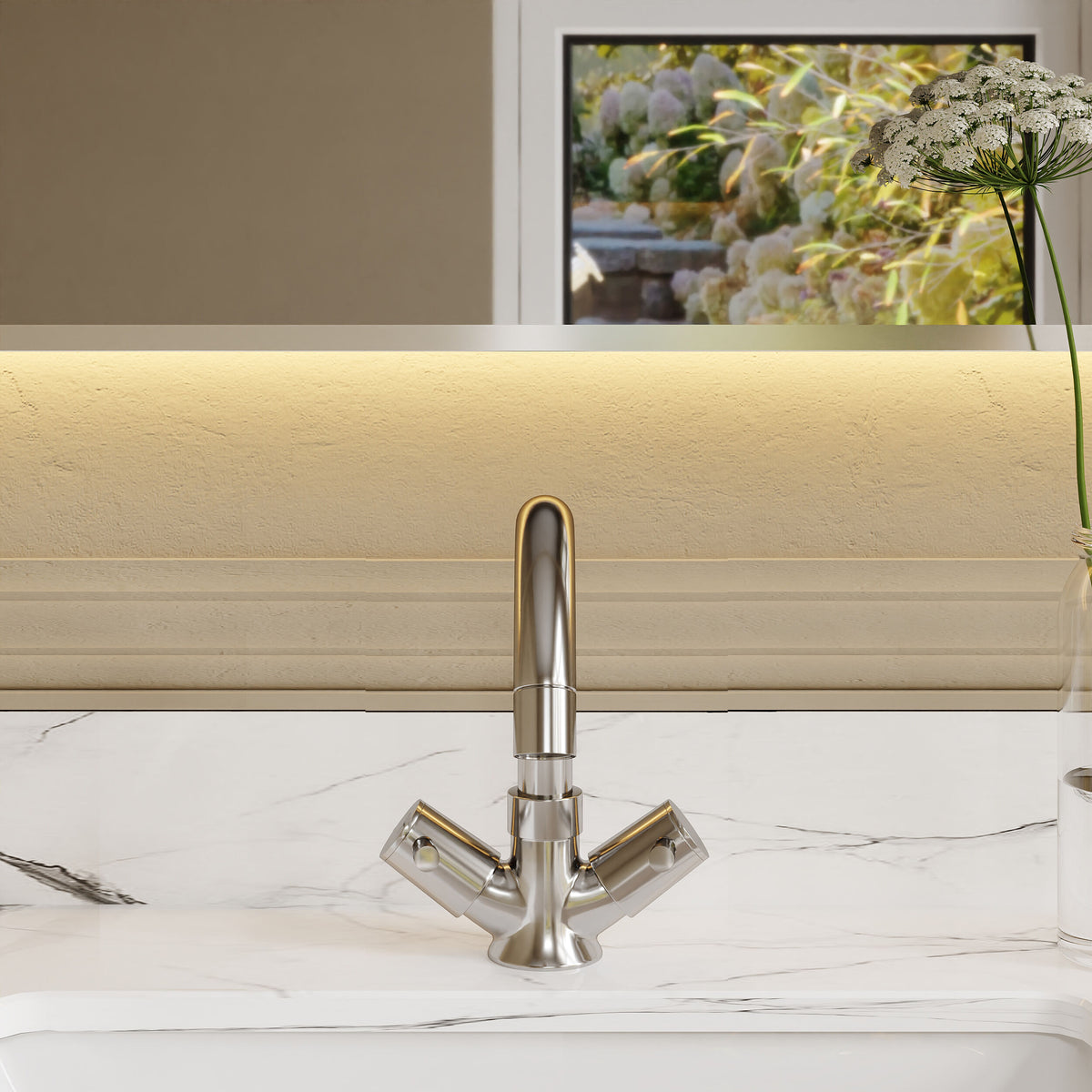 nuie Series Two Chrome Mono Basin Mixer With Waste - Lifestyle image