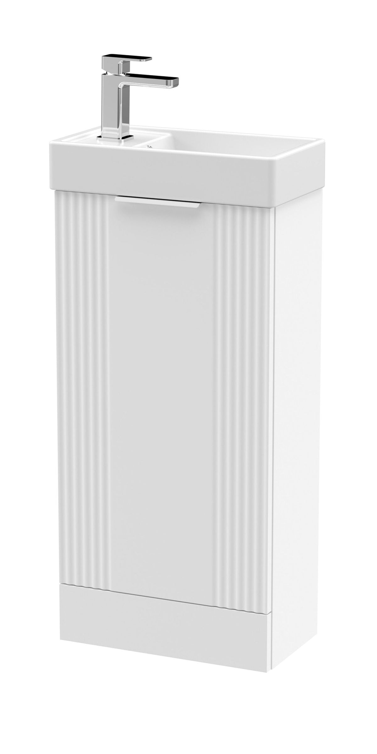 Nuie Deco 400mm Stain White 1 Door Flo0r Standing Compact Vanity Unit With Basin