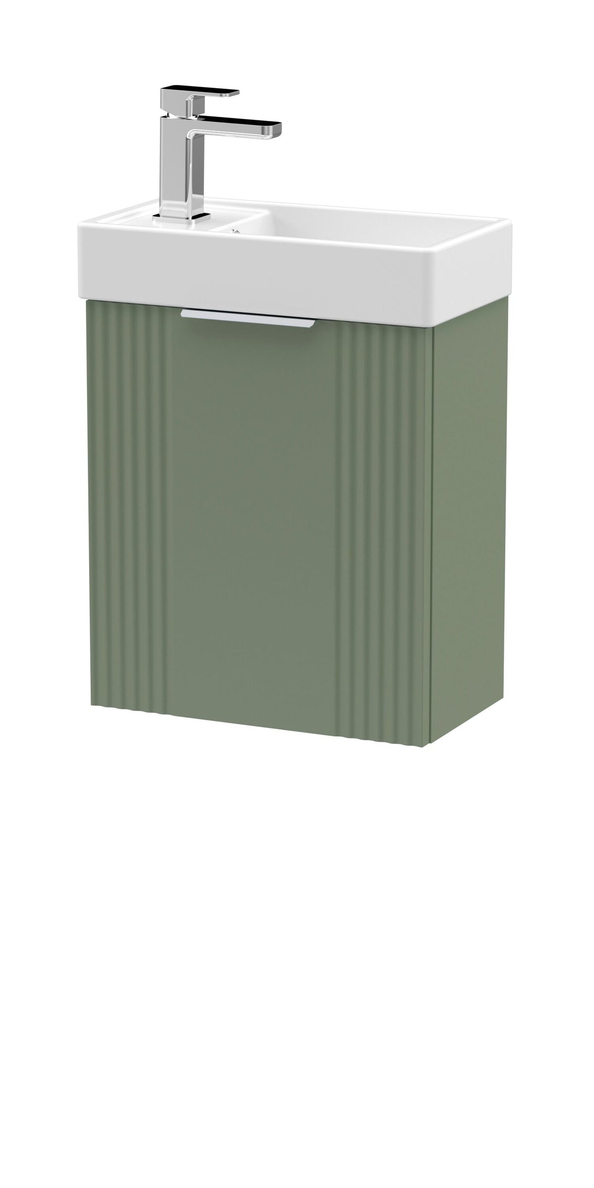 Nuie Deco Compact 400mm 1 Door Wall Hung Vanity Unit With Ceramic Basin