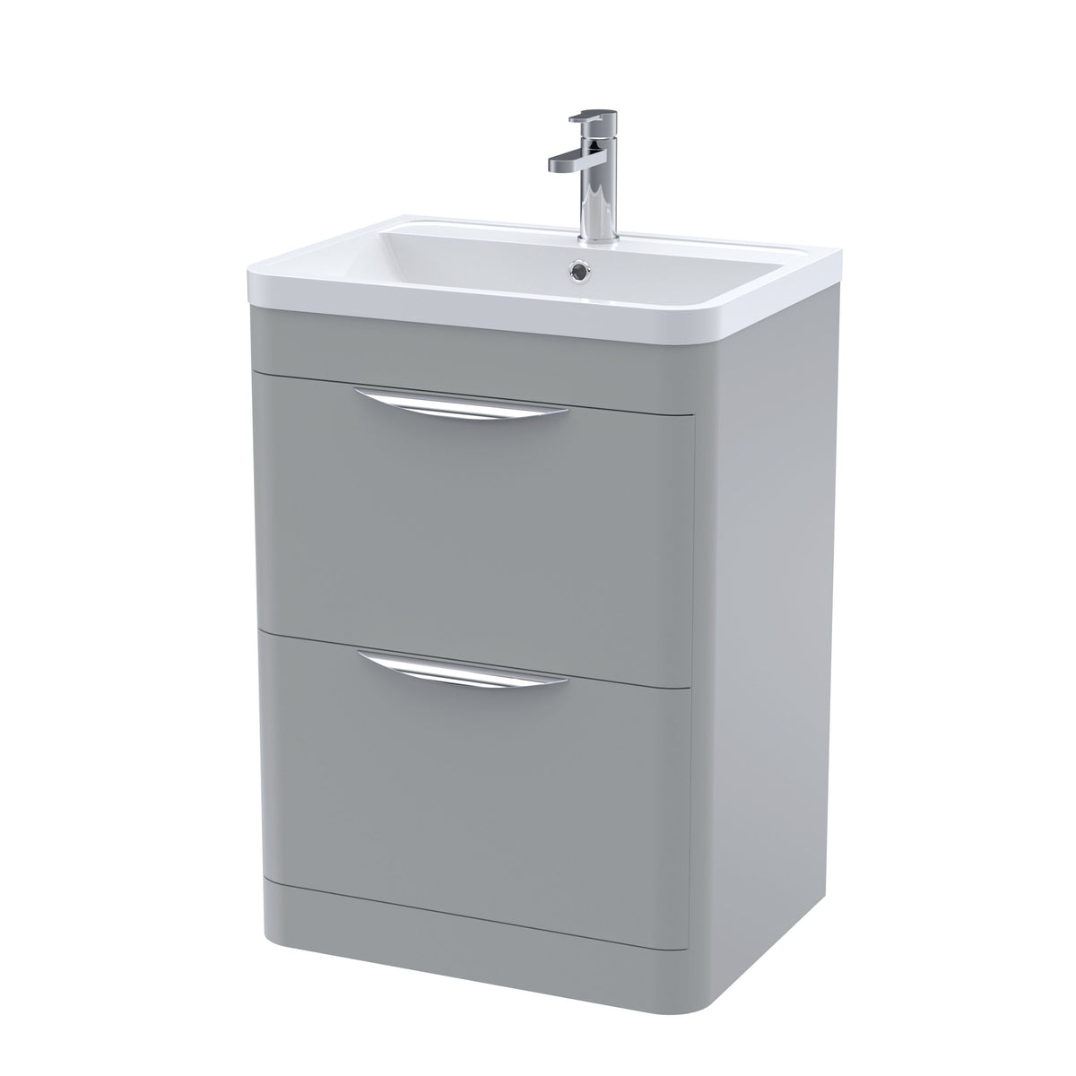 Nuie Parade 600mm 2 Drawer Floor Standing Vanity Unit With Polymarble Basin